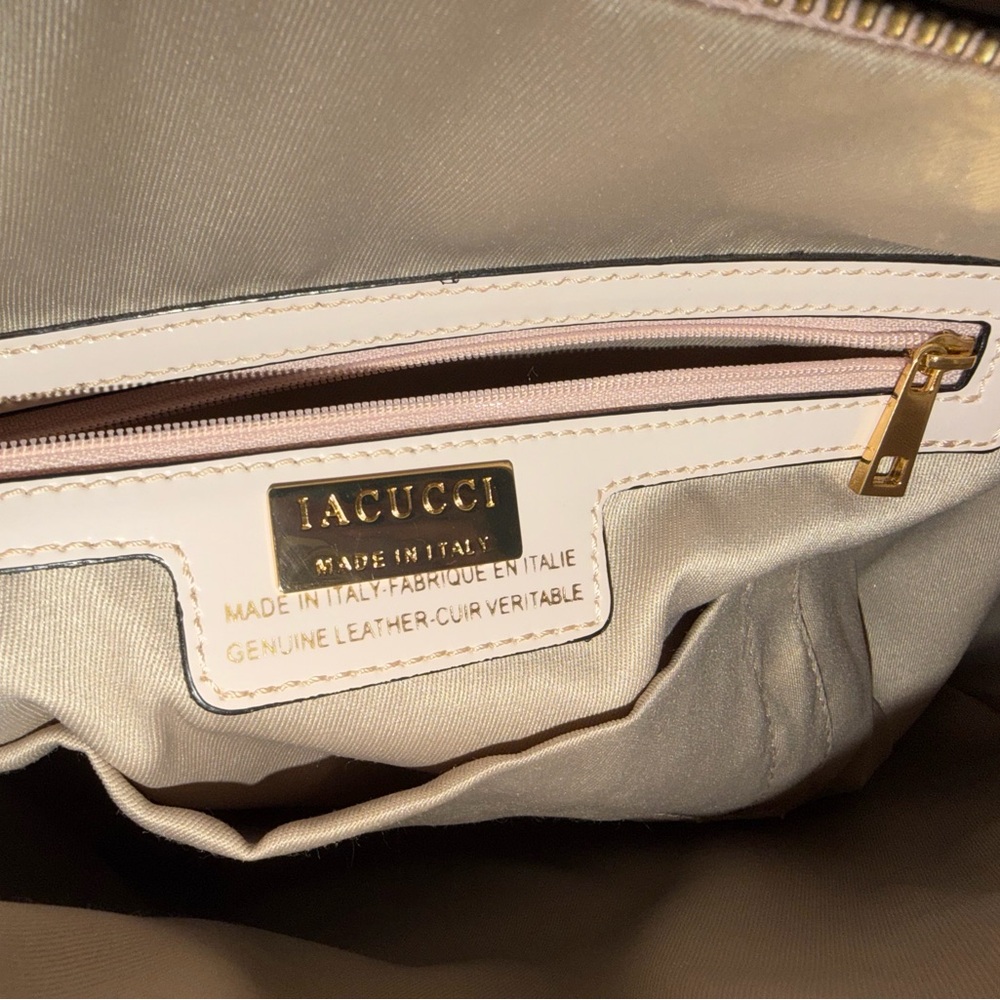 Genuine Leather White Satchel Bag with Crossbody/ Shoulder Strap- Made in Italy - Picture 2 of 16